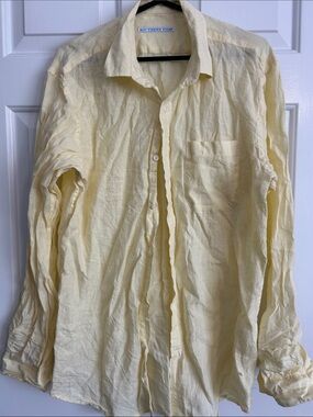 Southern Tide Pale Yellow Linen Button-Down Shirt